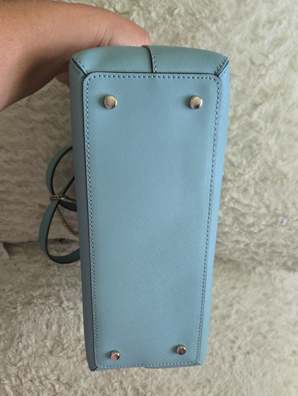 Kate Spade Light Blue Dome Satchel with Added Gold Chain - Picture 4 of 8